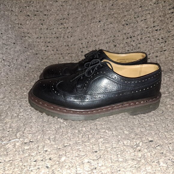 VINTAGE DR MARTENS-3989/59-Black Leather Brogues-Made in England-Sz 9 UK-EX main image 6